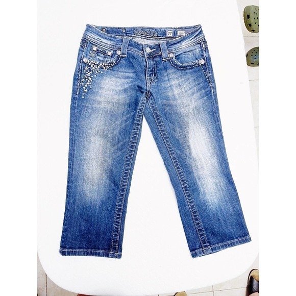 Miss Me Capri Cropped Dark Wash Denim SZ27 JE547P2 - Picture 5 of 8